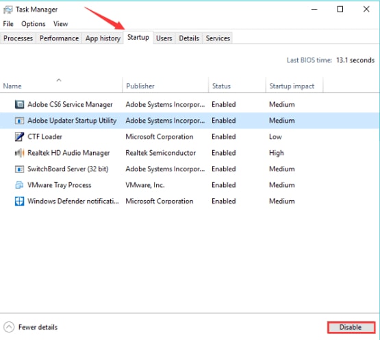 Disable Select the Programs in Startup Tab