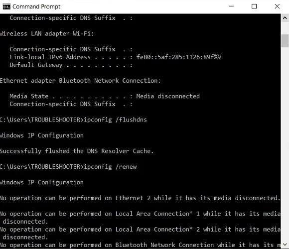 ipconfig command in command prompt