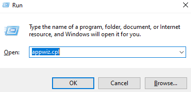 Input appwiz.cpl in Run Utility Box