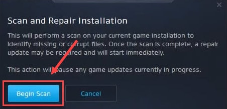 Select Begin Scan Option 