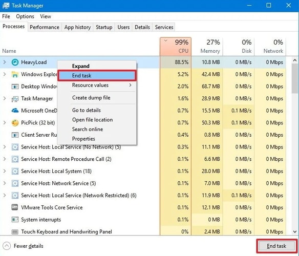 End task process that consuming CPU