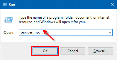 Type services.msc into Run box