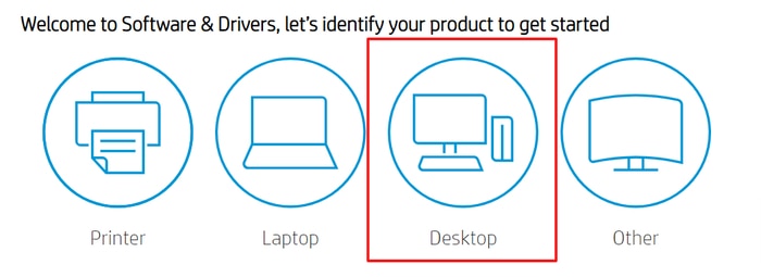 Click on Desktop in Software & Driver Tab From HP Official Site
