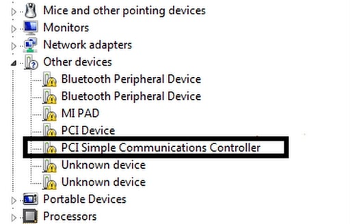 Click on PCI Simple Communications Controller from Other devices Category