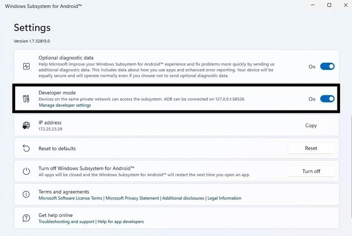 Turn on the Developer Mode