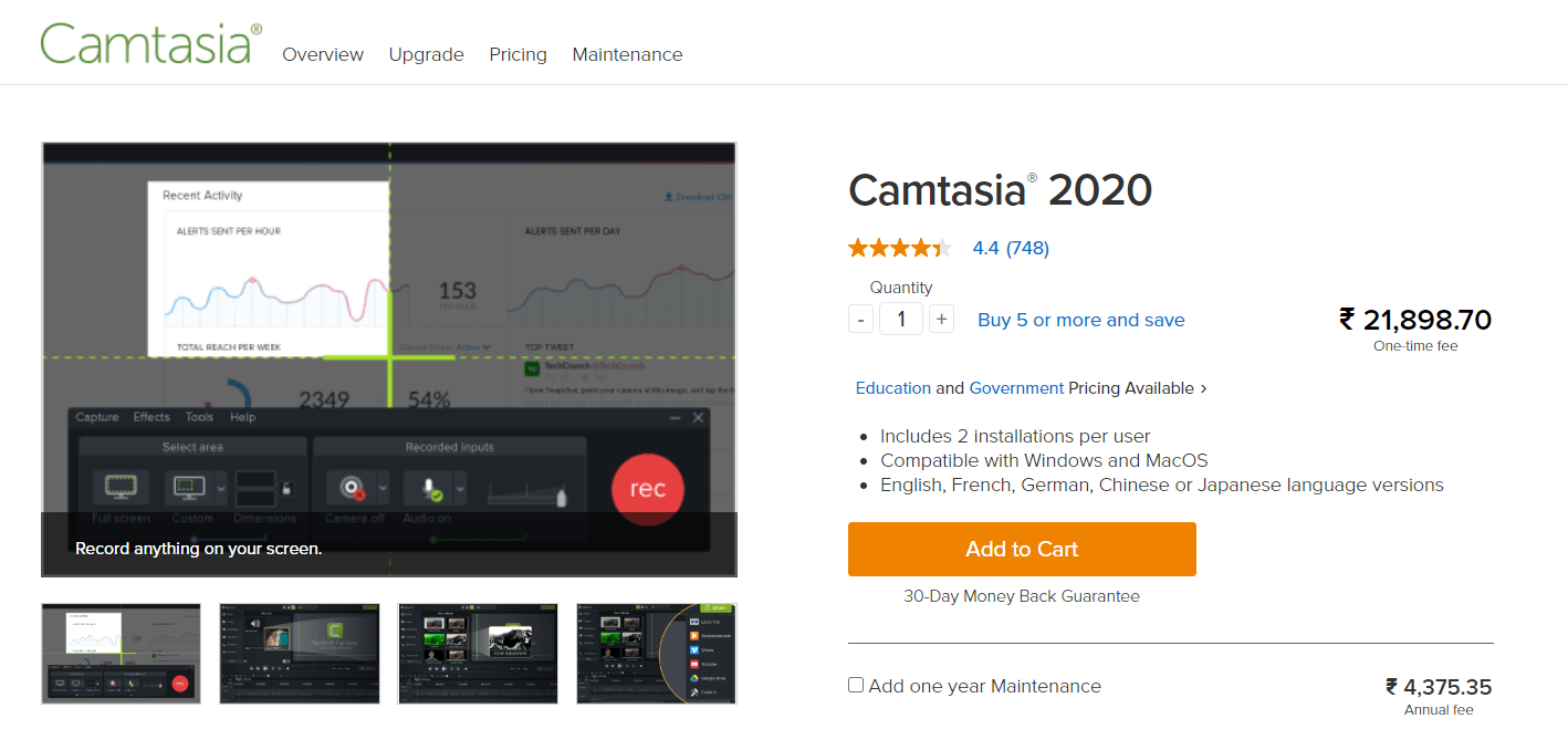 Camtasia - Software Gratuito de Gravação de Tela