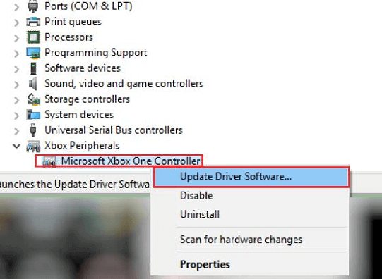 Choose Update Driver Software From The Menu List