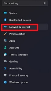 Click on Network & internet