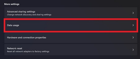 Click on Data Usage