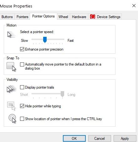 unmark the Enhance Pointer Precision Option
