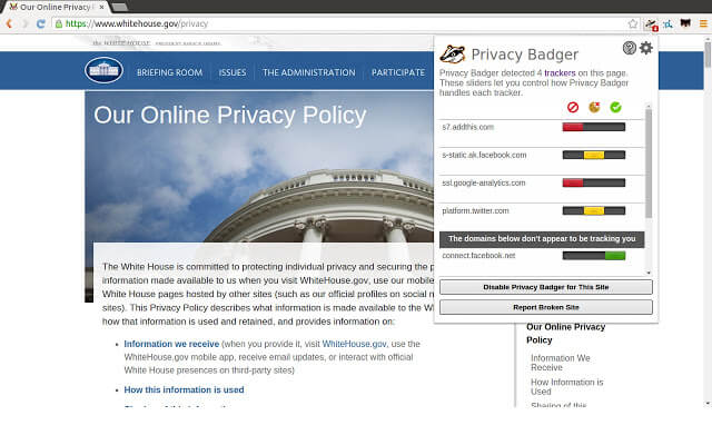 Privacy Badger - блокировка невидимых онлайн-трекеров
