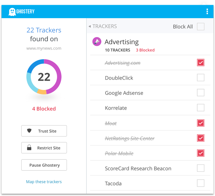 Плагин Ghostery для Chrome