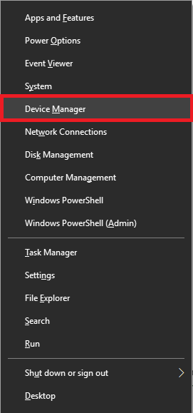 Windows 10에서 장치 관리자 선택