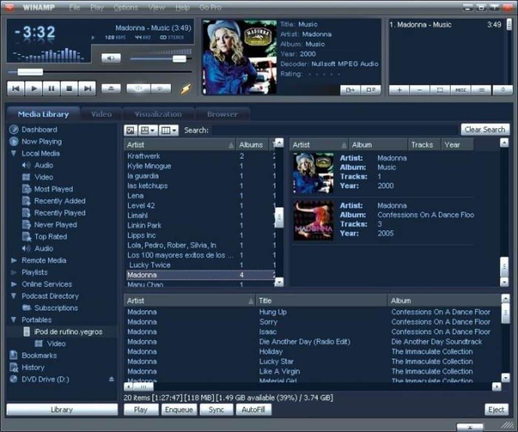 Winamp - 뮤직 플레이어 창