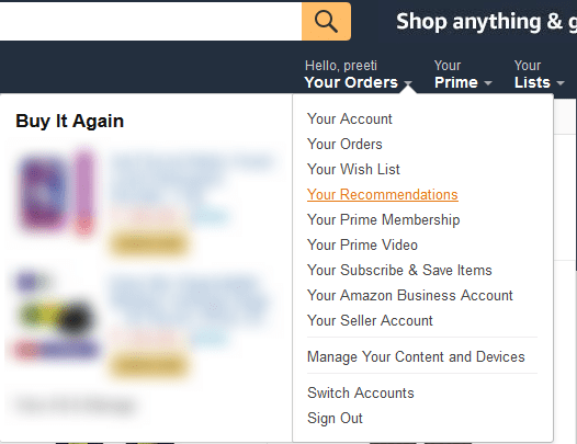 Amazon'daki Tavsiyenize Tıklayın