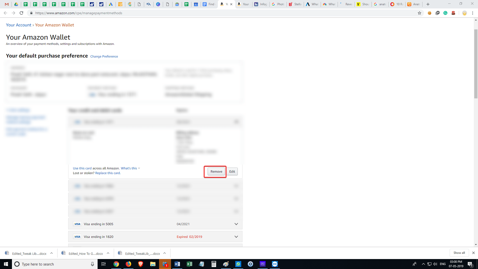 Amazon'da Kaydedilmiş Ödeme Yöntemini Sil