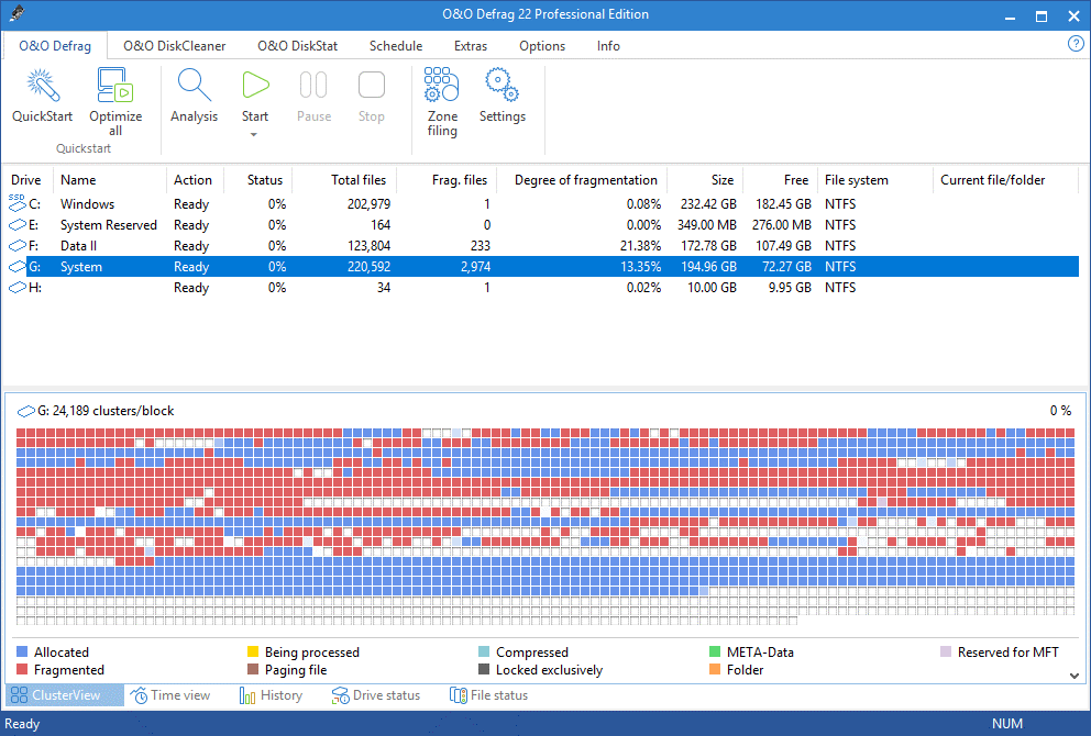 OOデフラグディスク-Windows用の最高のディスクデフラグソフトウェア