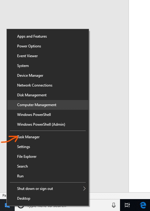 Apri task manager