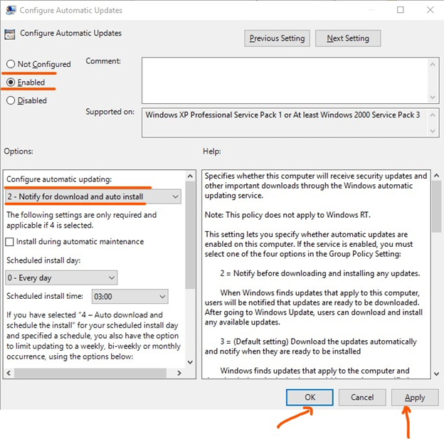Fare clic sul pulsante OK e applica