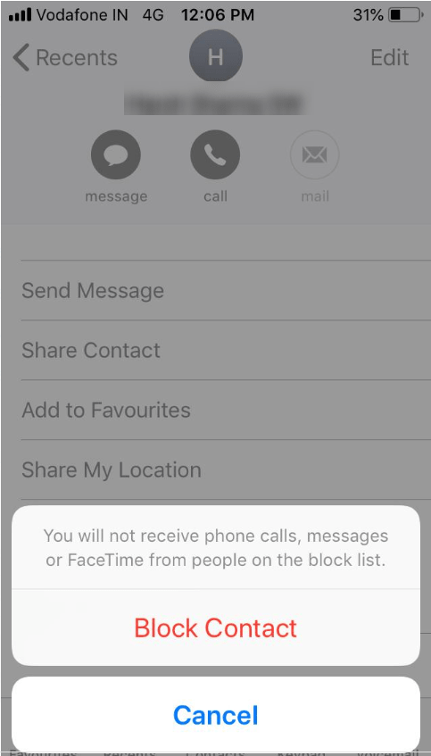 blokir kontak di iPhone