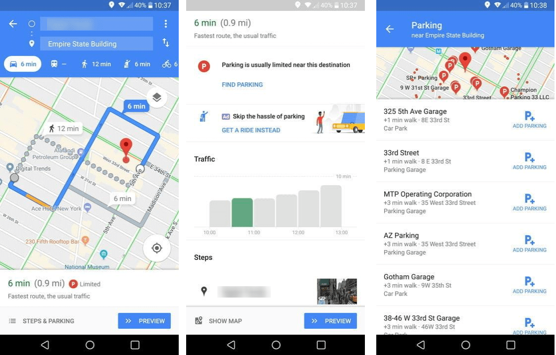 использовать карты Google для парковки