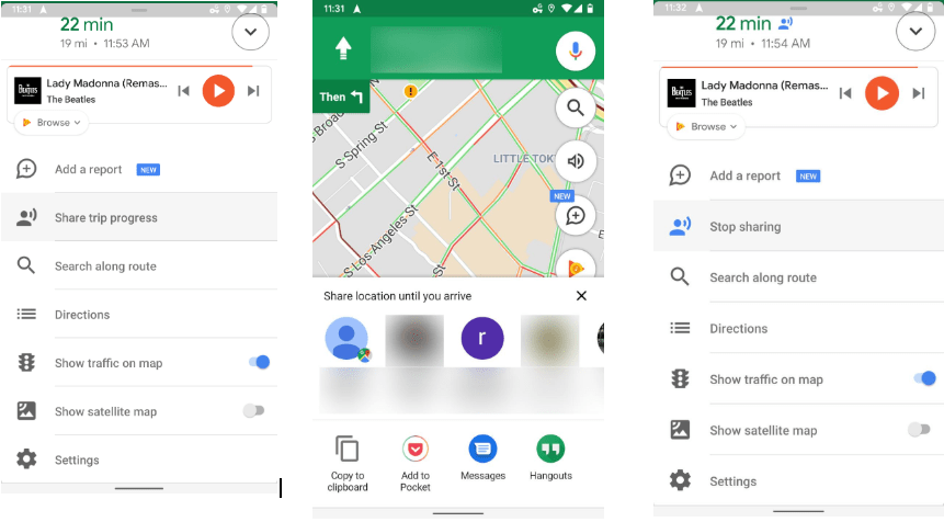 ход поездки с помощью google maps