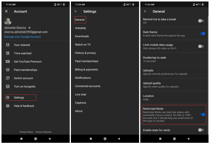 Android 기기에서 자녀 보호 모드 활성화