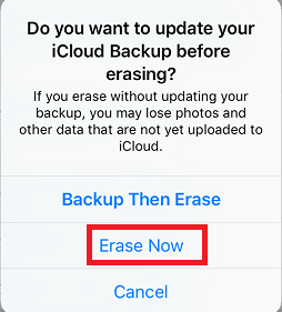 Actualice iCloud Backup antes de borrar