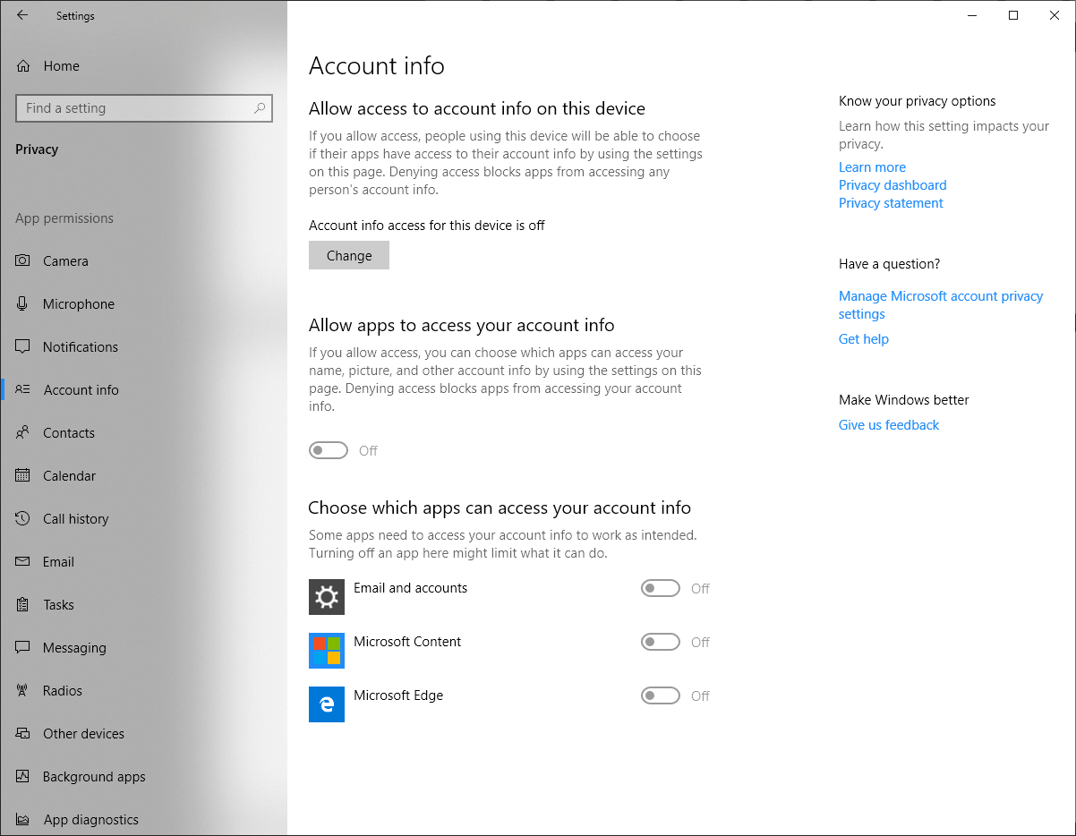 Setarea informațiilor contului dispozitivului din Windows