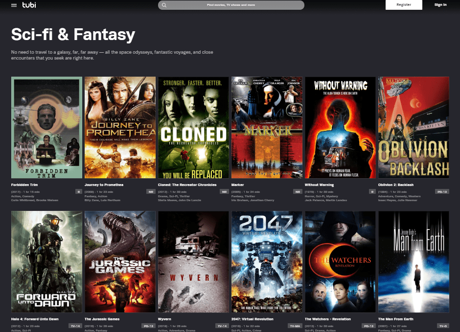 Tubi TV- Site para filmes gratuitos