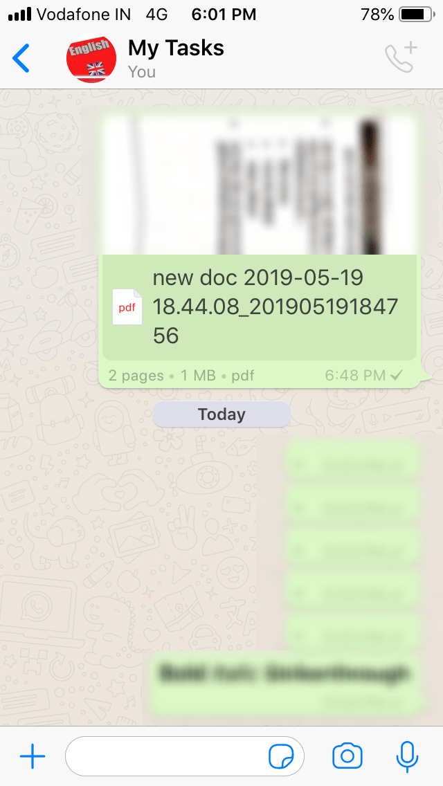 WhatsApp을 일기장 또는 메모장으로 전환
