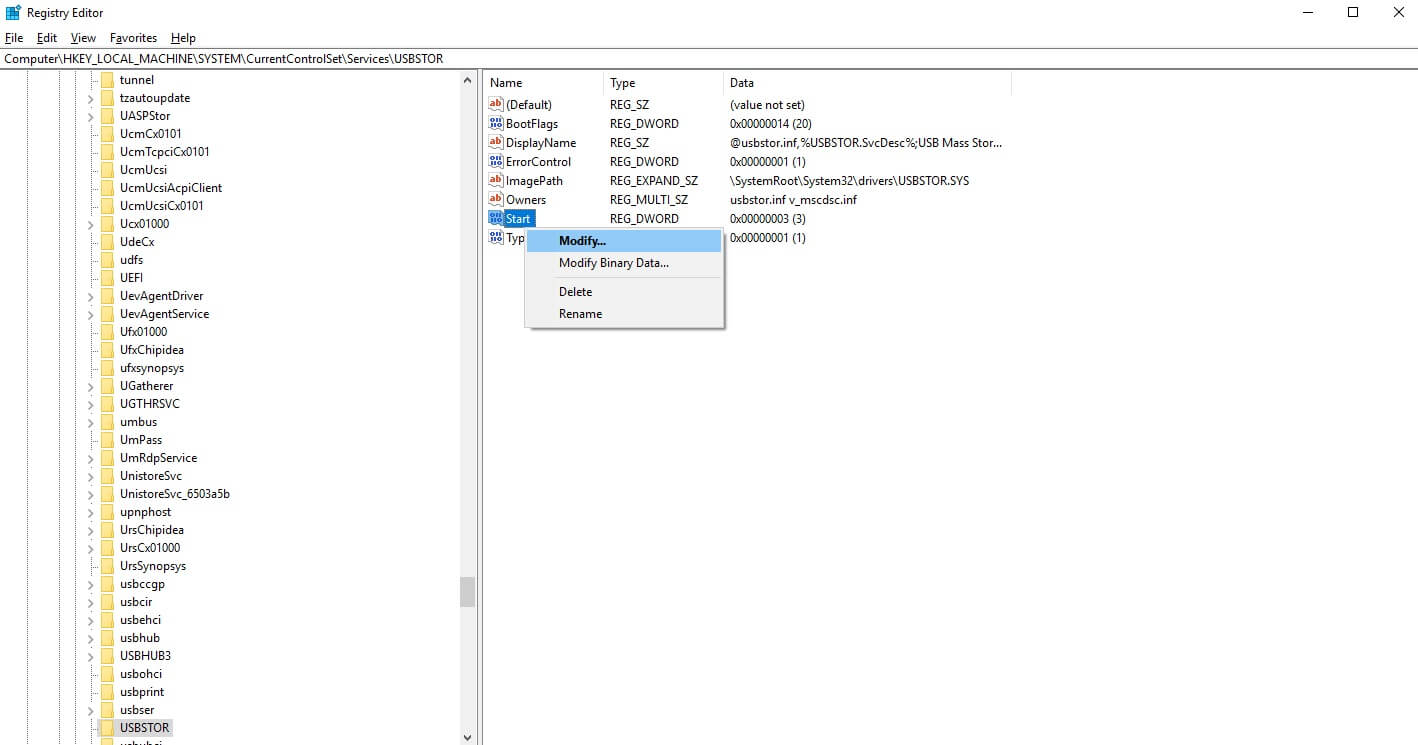レジストリeditor_Modify_enable＆disable USB Port