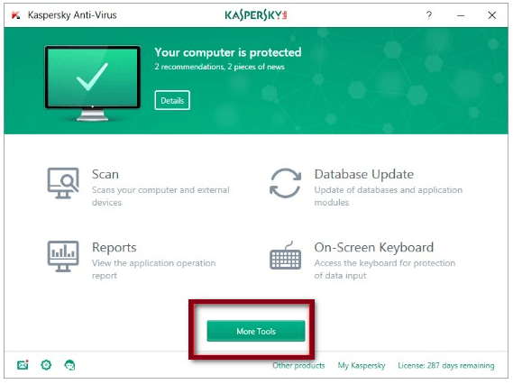 Kaspersky에서 삭제한 파일 복원