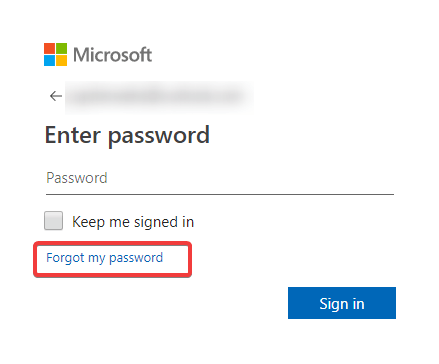 Faceți clic pe uitați parola - Cont Microsoft