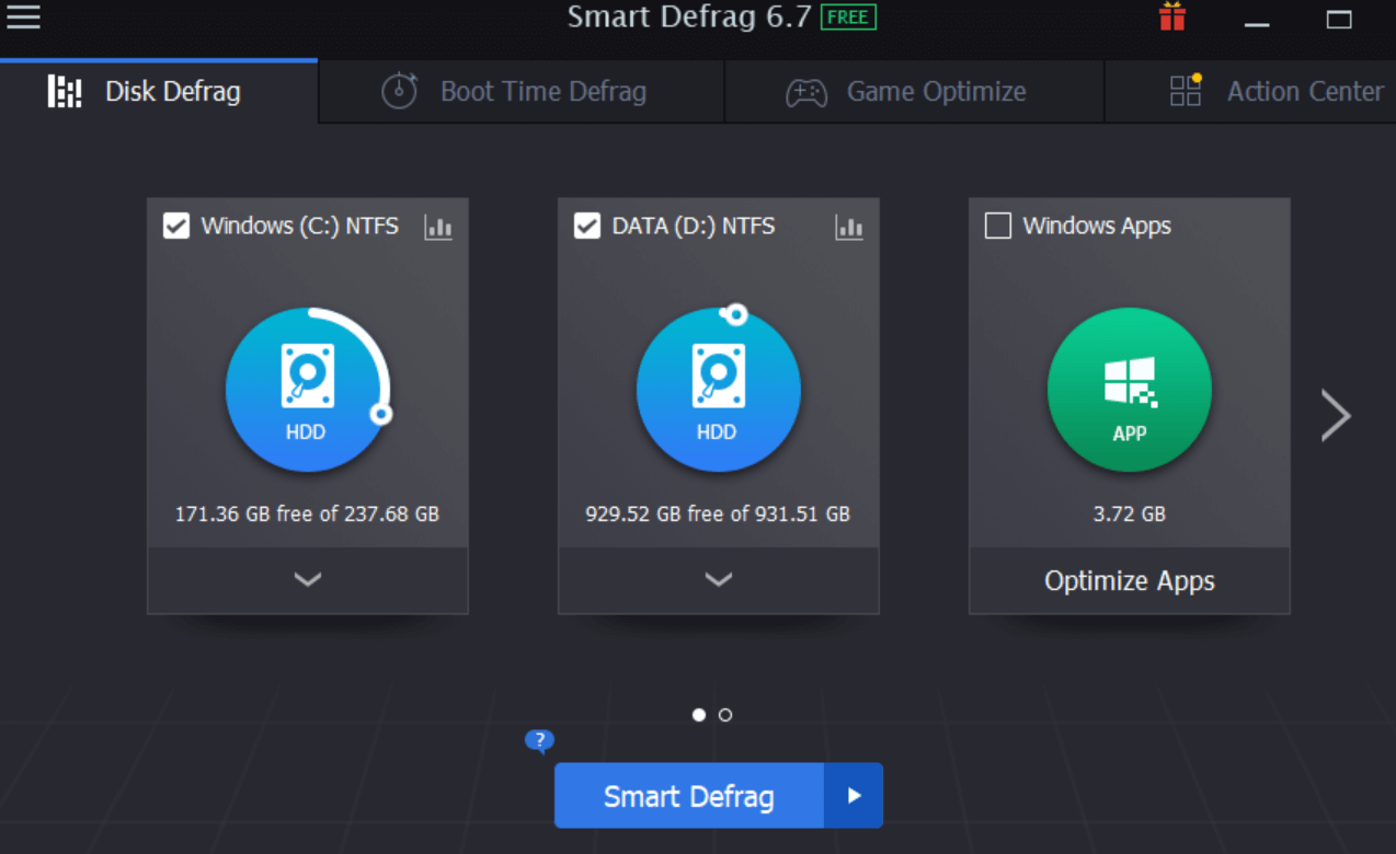 IObit 스마트 조각 모음 소프트웨어
