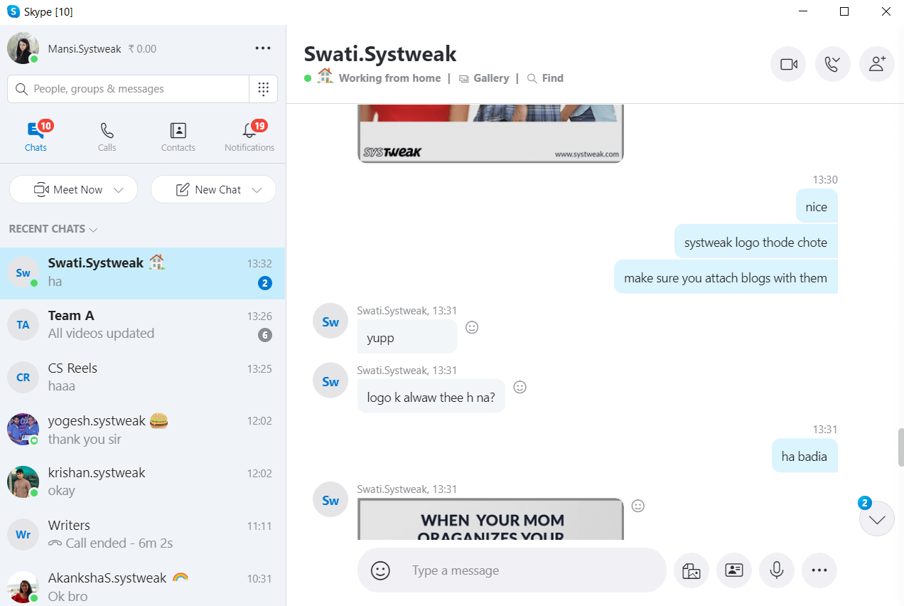 Skype-Windows10用のメッセージングアプリ
