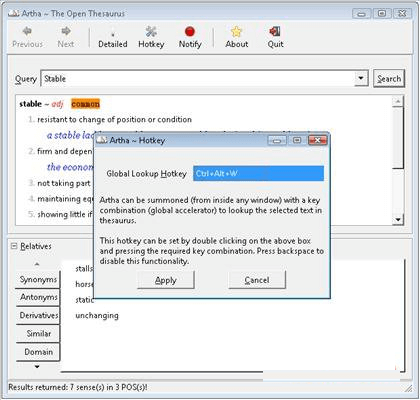Aplicativo Artha Dictionary para Windows
