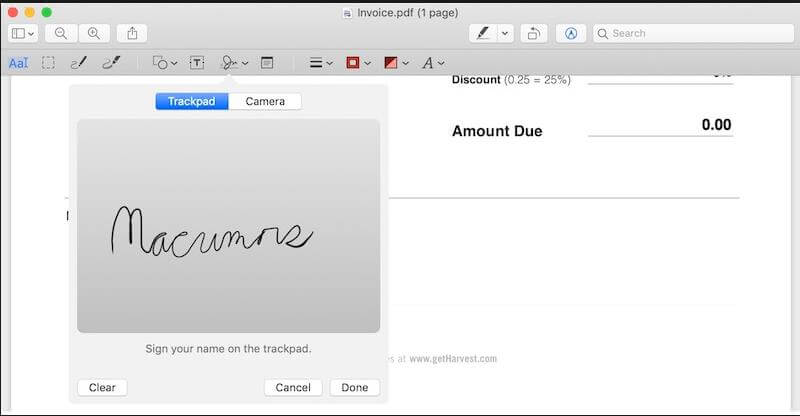 Assinando PDF em e-mail no Mac