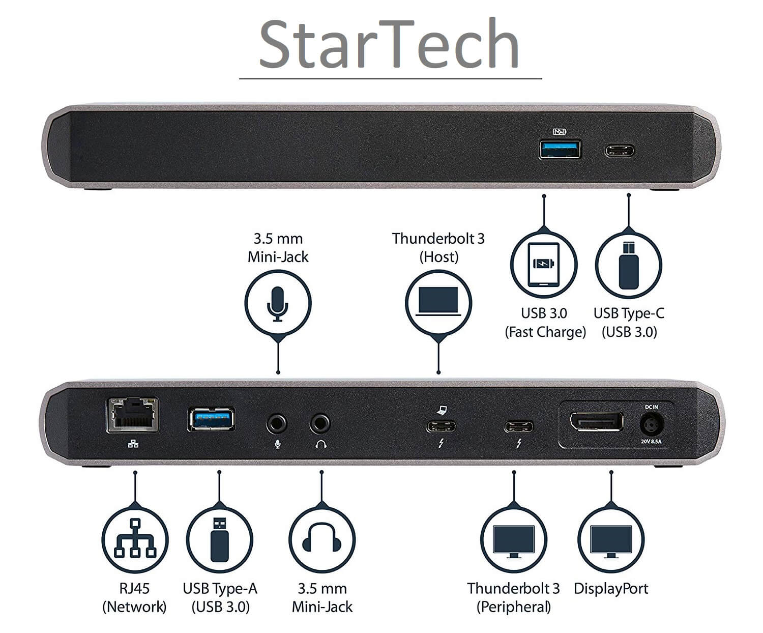 Dock Thunderbolt 3 per doppio monitor 4K StarTech.com - Docking station per laptop