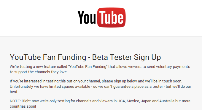 Finanziamenti dei fan di YouTube