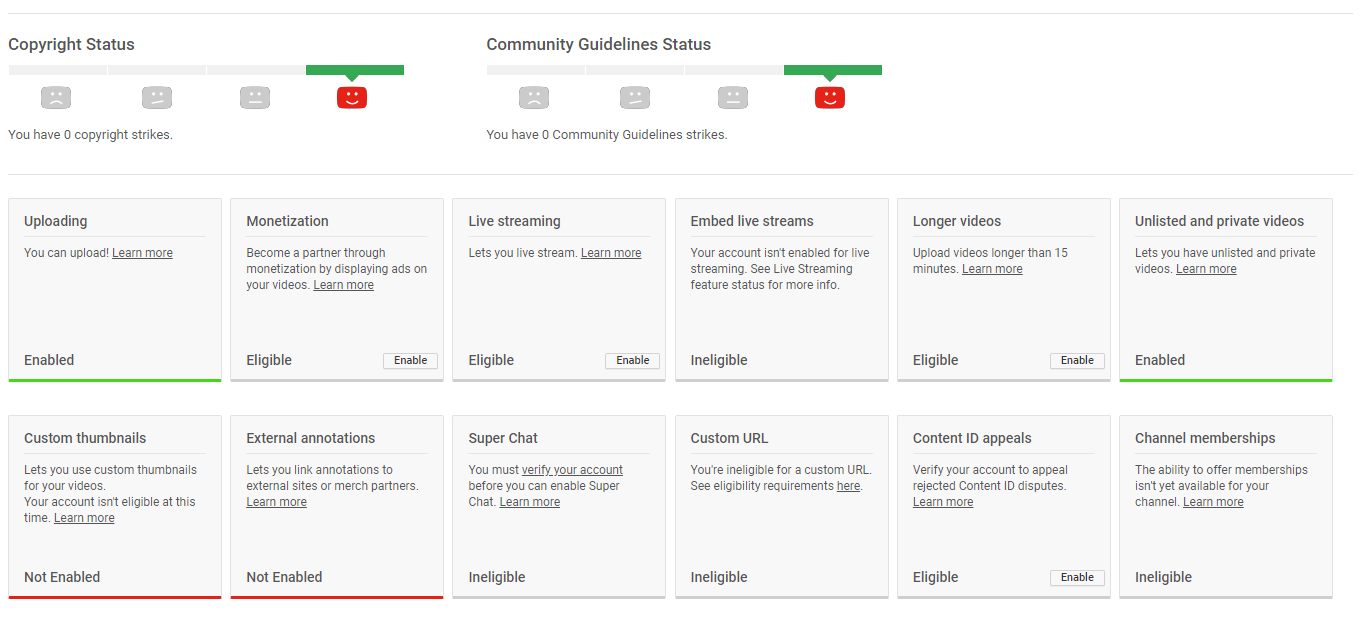 Abilita la pagina delle impostazioni di YouTube