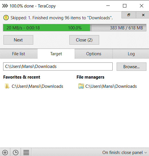 Teracopy-Windowsファイルコピーユーティリティソフトウェア