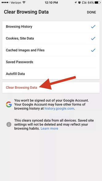Cancella dati di navigazione_Chrome