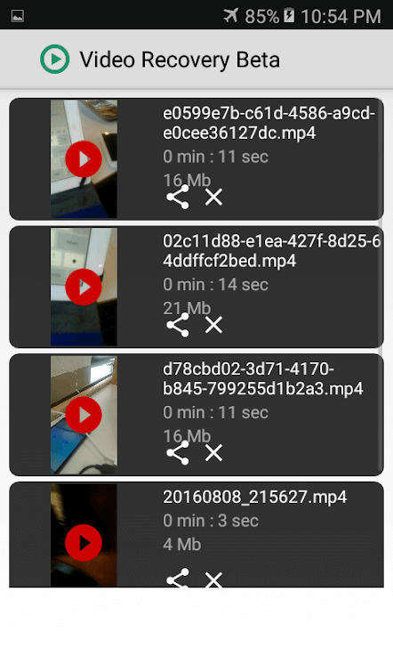 Recuperação de vídeo beta