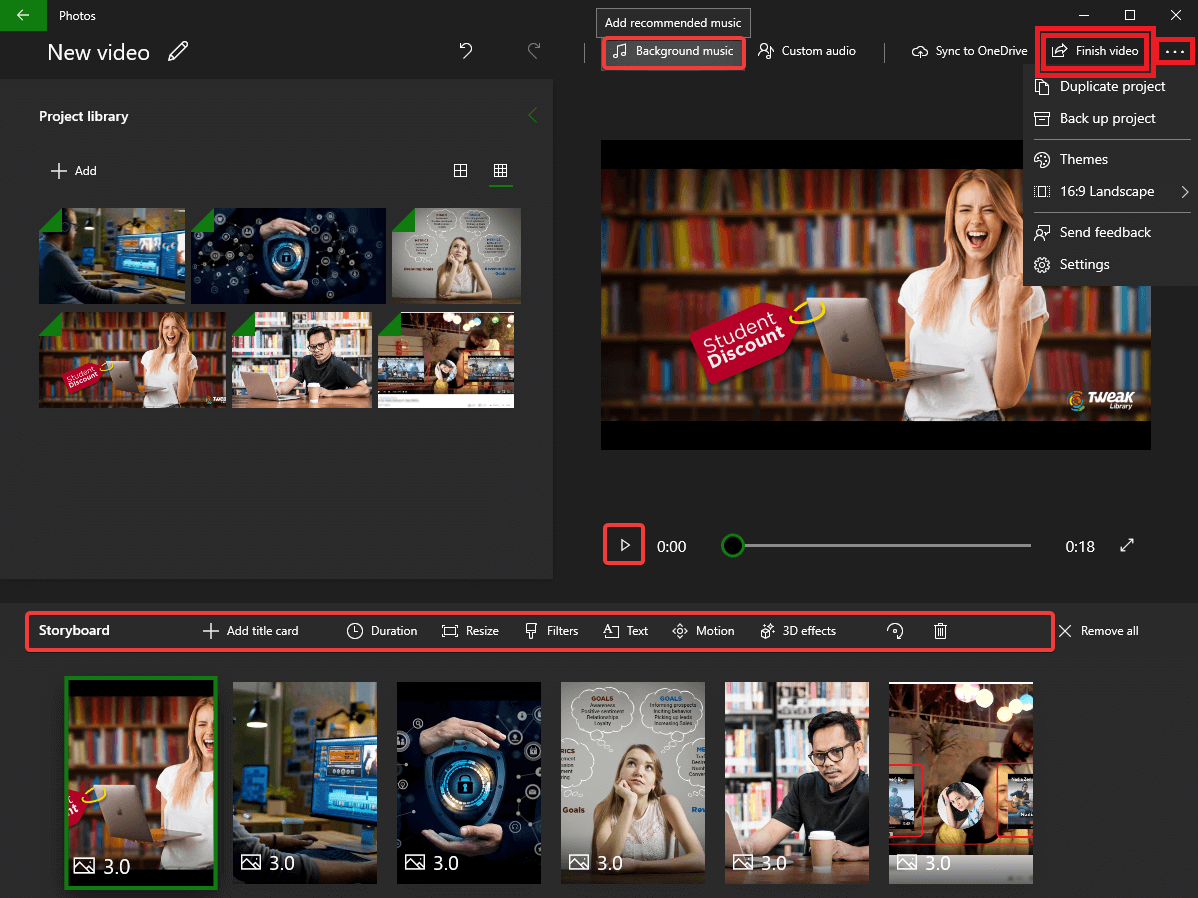 Microsoft Photos — Dodaj muzykę i dostosuj