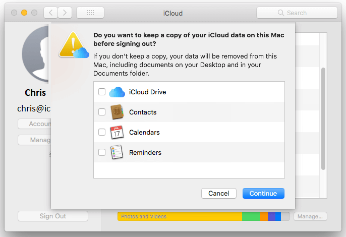wyłącz synchronizację icloud na macbook air