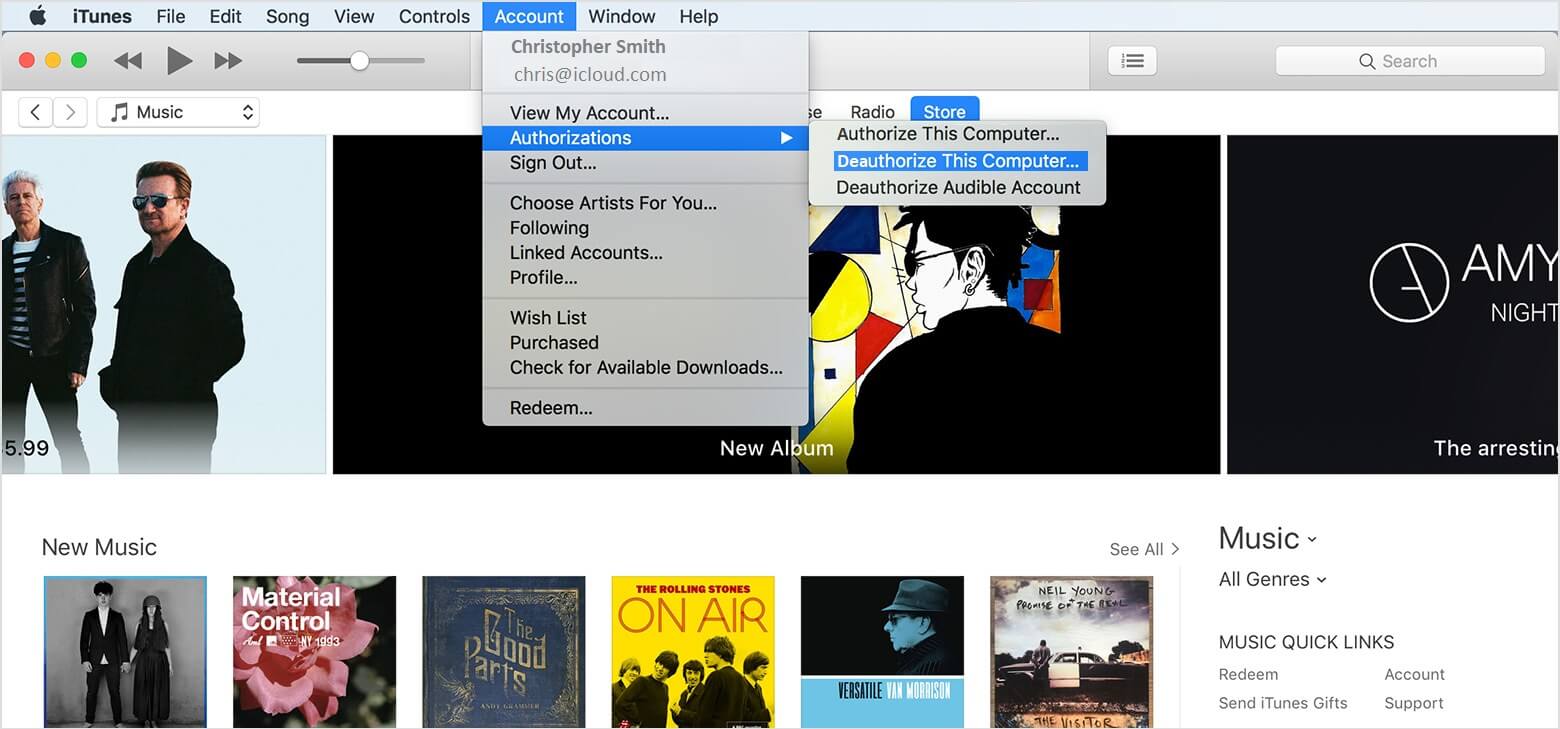 macOS high sierra itunes12.7.1 Wycofaj autoryzację iTunes