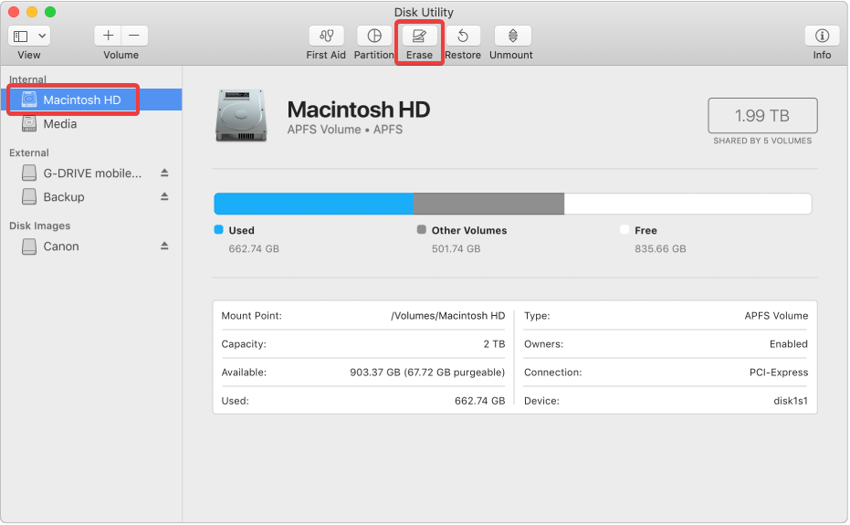 Narzędzie dyskowe Macbook Air — wymazywanie dysku twardego