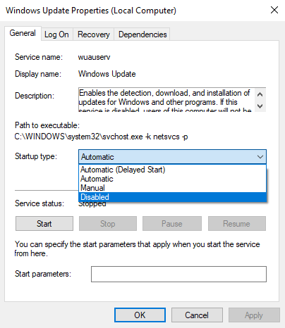 Windows 更新属性