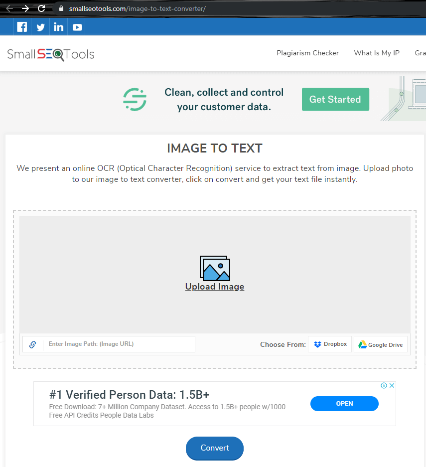 smallseotools çevrimiçi OCR Dönüştürücü
